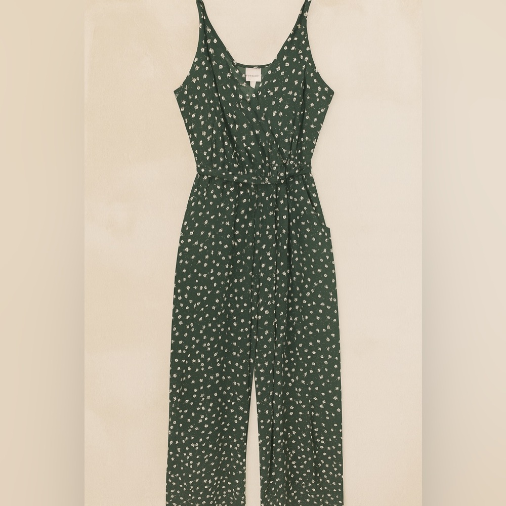 Kaileigh Dark Green Floral Jumpsuit